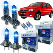 Kit 6 lâmpadas super brancas 8500k farol alto baixo e lanterna h7 h1 t10 duplo foco kit shocklight