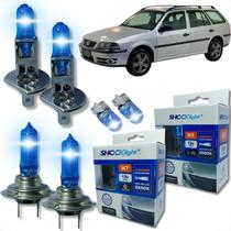 Kit 6 lâmpadas super brancas 8500k farol alto baixo e lanterna h7 h1 t10 duplo foco kit shocklight