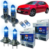 Kit 6 lâmpadas super brancas 8500k farol alto baixo e lanterna h7 h1 t10 duplo foco kit shocklight