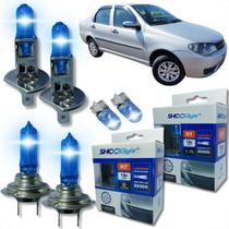 Kit 6 lâmpadas super brancas 8500k farol alto baixo e lanterna h7 h1 t10 duplo foco kit shocklight
