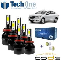 Kit 6 Lâmpadas Super Led 8000K Tech One Code Cobalt 2018 Farol Alto Baixo e Milha + Pingo T10