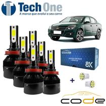 Kit 6 Lâmpadas Super Led 8000K Tech One Code Vectra 2006/2008 Farol Alto Baixo e Milha + Pingo T10