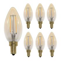 Kit 6 Lâmpadas Vela Led Filamento 2W 2200K Retrô Vintage Opus