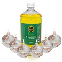 Kit 6 Lamparina Decorativa Bola+ 1L Fluido Citronela Bistrot