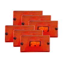 Kit 6 Lanternas Lateral Retangular Sem Suporte Âmbar Bivolt