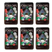 Kit 6 Latas Poker Chips Com 100 Fichas + 1 Ficha Dealer Cada