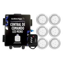 Kit 6 LED Piscina mono 9W Inox + Central de Comando Globaltech Kit 6 LED Piscina mono 9W Inox + Central de Comando Globaltech