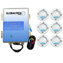 Kit 6 Led Piscina RGB Colorido COB Sodramar + Central Touch