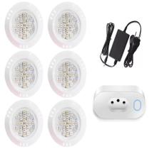 Kit 6 Led Power Led 5w Abs Branco 24 + Fonte + Tomada Wifi