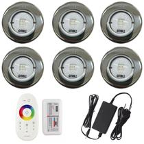 KIT 6 Led Rgb 10w Inox Premium Iluminação Piscina 12V