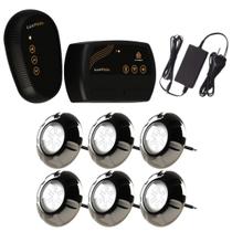 Kit 6 LED RGB 9W Inox + Comando Iluminação Piscina Luxpool Kit 6 LED RGB 9W Inox + Comando Iluminação Piscina Luxpool