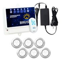 Kit 6 LED RGB Piscina 9W Inox + Central de Comando Wifi. Kit 6 LED RGB Piscina 9W Inox + Central de Comando Wifi.