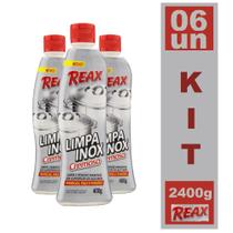 Kit 6 Limpa Inox Cremoso 400g Reax Remove Mancha Panela Pia - Nobel do Brasil