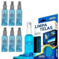 Kit 6 Limpa Telas 120ml Start com Pano Microfibra para Limpeza de Telas Monitores Tablet Smartphone Tv