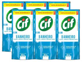 kit 6 Limpador Especialista Cif Banheiro Sem Cloro 450ml Refil Econômico