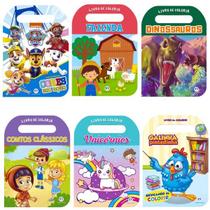 Kit 6 Livros Para Colorir Infantil 32 Páginas Com Alça