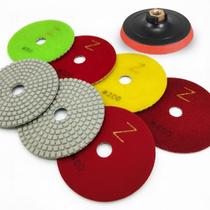 Kit 6 Lixas Diamantadas + Suporte Polimento Mármore Granito