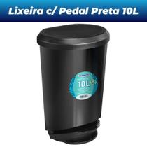Kit 6 Lixeira Cesto 10L c/ Tampa e Pedal Plástico Escritório Banheiro Cozinha Preta Kit 6 Lixeira Cesto 10L c/ Tampa e Pedal Plástico Escritório Banheiro Cozinha Preta