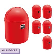 Kit 6 Lixeira d Pia P Cozinha Premium 4 L Cor Vermelho UZ