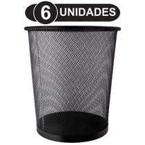 KIT 6 Lixeiras Cesto para Escritório de Metal 10L Cesto Aramado Telada 10L Cesto de Papéis