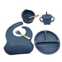 Kit 6 Louça De Silicone Para Crianças Infantil Com Ventosa Prato Copo Talheres De Bebê
