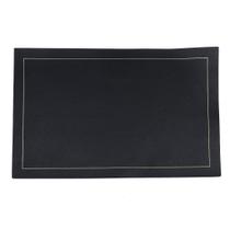 Kit 6 Lugar Americano Retangular Preto Mesa Posta Elegante Kit 6 Lugar Americano Retangular Preto Mesa Posta Elegante