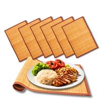 Kit 6 Lugar Jogo Americano Bambu Com Borda Para Mesa de Jantar Posta Cozinha Tuut
