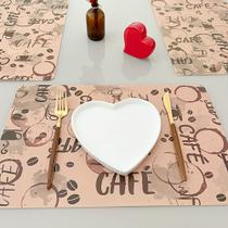 Kit 6 Lugar Jogo Americano Retangular Supla De Mesa Posta Jantar Sousplat Decoração Estampa Café