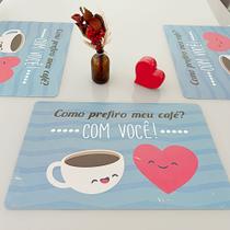 Kit 6 Lugar Jogo Americano Retangular Supla De Mesa Posta Jantar Sousplat Decoração Estampa Coração