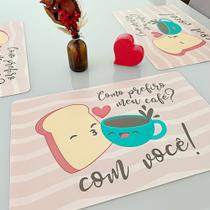 Kit 6 Lugar Jogo Americano Retangular Supla De Mesa Posta Jantar Sousplat Decoração Estampa Pão de Forma