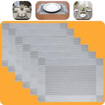 Kit 6 Lugares Americanos Cinza para Mesa Posta Luxo Retangular 45x30cm Limpa Fácil PVC