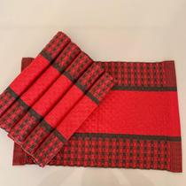 kit 6 Lugares Americanos Natalinos Mesa Posta De Luxo 100% Algodão Tear Mineiro Artesanal