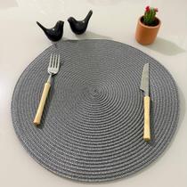 Kit 6 Lugares Jogo Americano Descanso Prato Redondo Decorativo Supla De Mesa Posta Jantar Cinza A