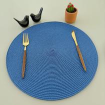 Kit 6 Lugares Jogo Americano Redondo Descanso Prato Sousplat Supla De Mesa Posta Azul Royal