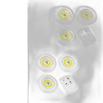 Kit 6 Luminaria Lampada Led Spot Sem Fio Controle Remoto