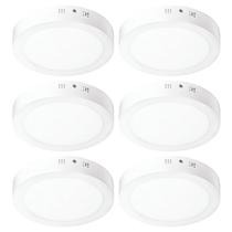 Kit 6 Luminária Led De Teto Sobrepor 24W Redonda 3000K Bivolt Para Sala De Estar Jantar Quarto Banheiro Cozinha Casa