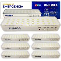 KIT 6 Luminária Luz Emergência 30 LEDs Bivolt Recarregável