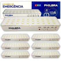 Kit 6 Luminária Luz Emergência 30 Leds Bivolt Recarregável