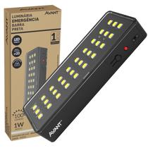 Kit 6 Luminaria Luz Emergencia Barra Preta 1w 6000K 30 Leds Bivolt