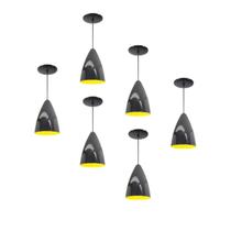 Kit 6 Luminária Pendente Bala Nova Com Interior Amarelo Com Fiação 110/220v