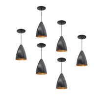 Kit 6 Luminária Pendente Bala Nova Com Interior Cobre Com Fiação 110/220v Kit 6 Luminária Pendente Bala Nova Com Interior Cobre Com Fiação 110/220v