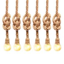 Kit 6 Luminária Pendente Design Rustico Retrô Corda Sisal