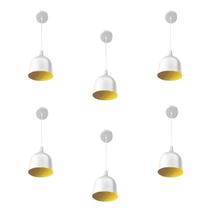 Kit 6 Luminária Pendente Gota Com Interior Amarelo Com Fiação 110/220v Kit 6 Luminária Pendente Gota Com Interior Amarelo Com Fiação 110/220v