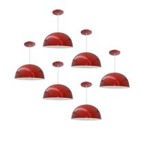 Kit 6 Luminária Pendente Meia Lua 24cm Com Interior Branco Brilho Fiação 110/220v Kit 6 Luminária Pendente Meia Lua 24cm Com Interior Branco Brilho Fiação 110/220v