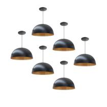 Kit 6 Luminária Pendente Meia Lua 24cm Com Interior Cobre Fiação 110/220v Kit 6 Luminária Pendente Meia Lua 24cm Com Interior Cobre Fiação 110/220v