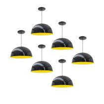 Kit 6 Luminária Pendente Meia Lua 24cm Interior Amarelo Com Fiação 110/220v Kit 6 Luminária Pendente Meia Lua 24cm Interior Amarelo Com Fiação 110/220v