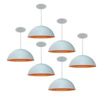 Kit 6 Luminária Pendente Meia Lua 40cm Com Interior Laranja Fiação 110/220v Kit 6 Luminária Pendente Meia Lua 40cm Com Interior Laranja Fiação 110/220v