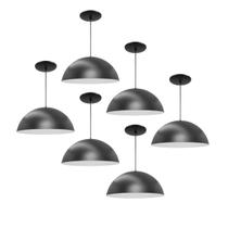 Kit 6 Luminária Pendente Meia Lua 40cm Interior Branco Brilho Fiação 110/220v
