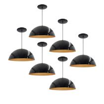 Kit 6 Luminária Pendente Meia Lua 50cm Interior Cobre Com Fiação 110/220v