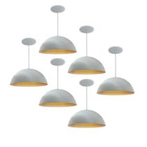 Kit 6 Luminária Pendente Meia Lua 50cm Interior Cobre Com Fiação 110/220v Kit 6 Luminária Pendente Meia Lua 50cm Interior Cobre Com Fiação 110/220v